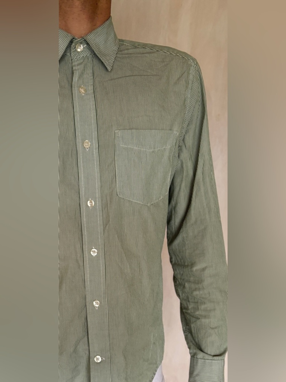 Green striped Button-Up gap shirt long sleeve